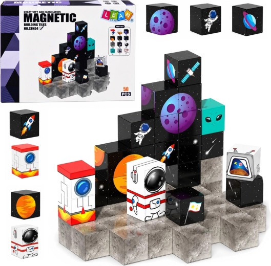 Cubes magnétiques à motif spatial 3D (50 pièces)
