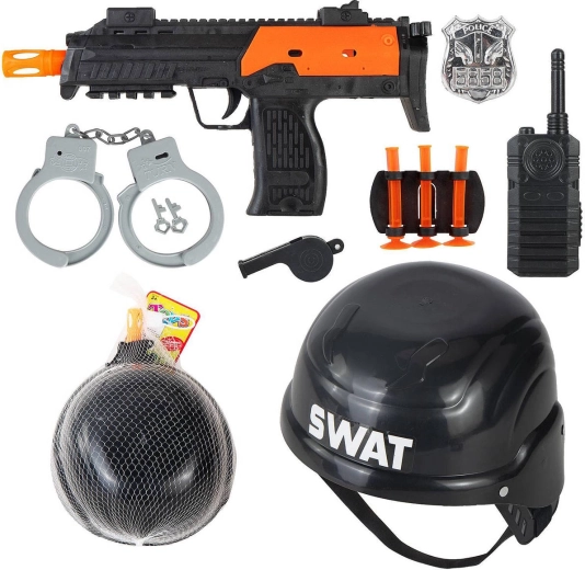 Ensemble de police enfant SWAT avec pistolet-mitrailleur, casque et accessoires
