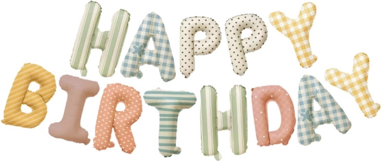 Guirlande de ballons avec inscription Happy Birthday, longueur 4 m