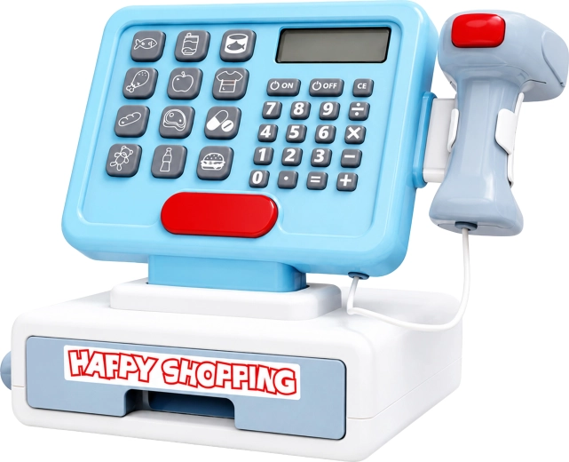 Caisse enregistreuse interactive XXL pour enfants avec lecteur, panier et balance - 1 pièce