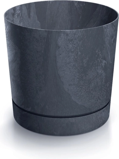 Cache-pot Tubo P effet béton 12,8 cm anthracite