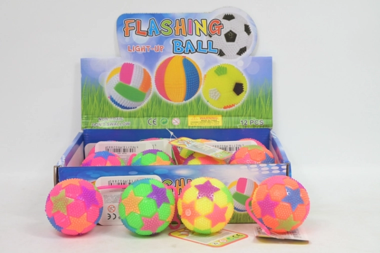 Balle rebondissante clignotante avec lumière 6,5 cm (12 pcs en présentoir)