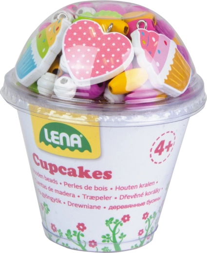 Perles en bois cupcakes roses - 1 pièce