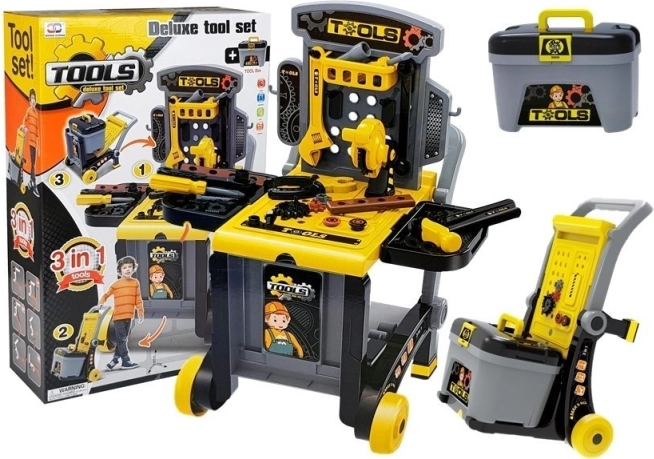 Etabli pour enfants 3-en-1 avec chariot et mallette à outils