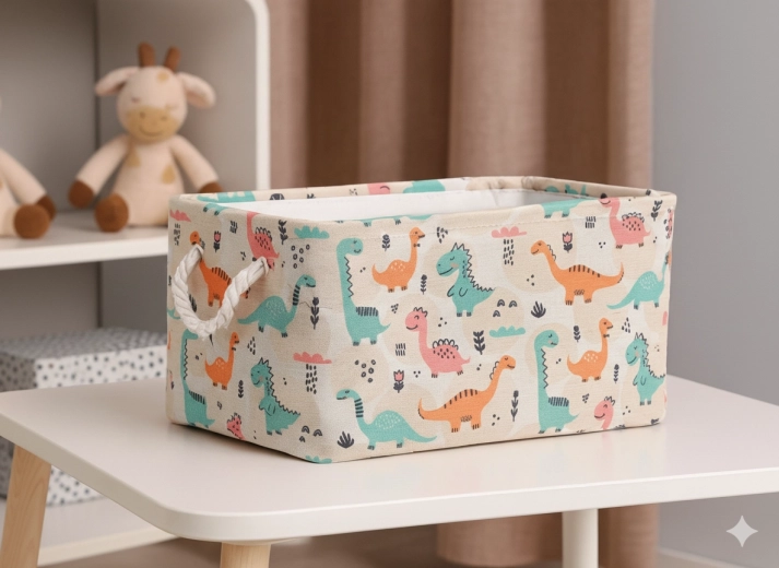 Panier de rangement textile avec dinosaures 26 × 36 × 20 cm