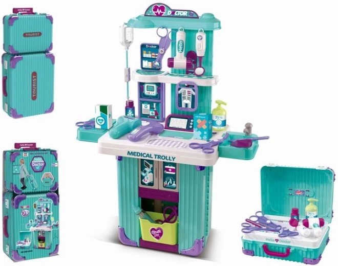 Coffret médical pour enfants bleu avec 2 valisettes