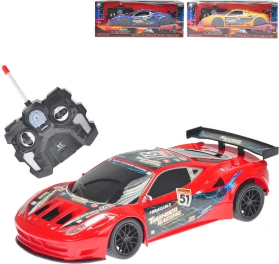 Voiture de sport RC télécommandée 27 MHz avec lumière 23 cm - 1 pièce
