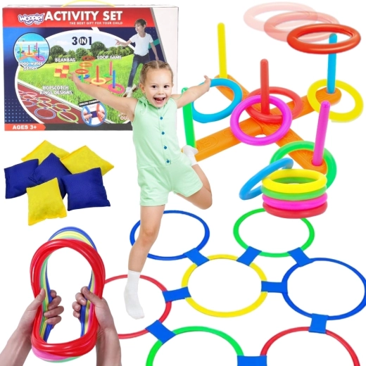 WOOPIE ensemble de jeux d’extérieur 3 en 1 : serso, cornhole et marelle