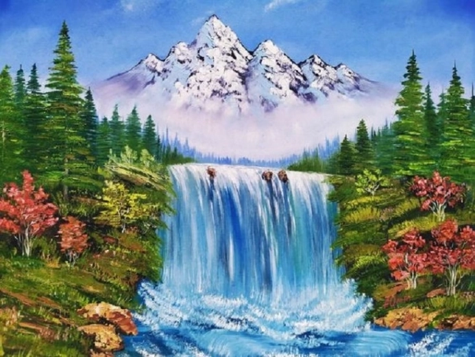 Norimpex peinture diamant Montagne au-dessus de la cascade en automne 30 × 40 cm
