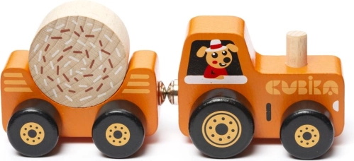 Cubika tracteur avec remorque – puzzle magnétique en bois, 3 pièces