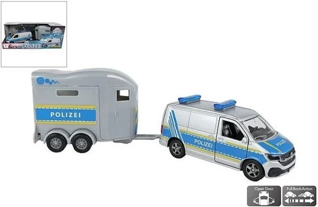 VW de police avec remorque de transport de chevaux