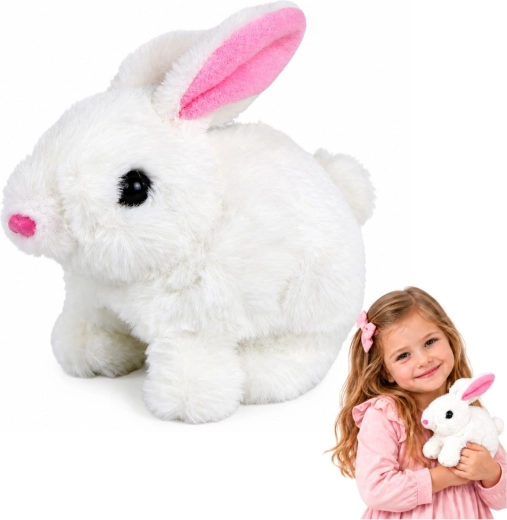 Lapin marchant interactif à poil court blanc