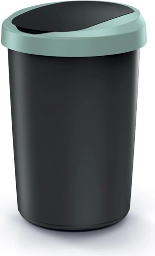 Poubelle Compacta R Flap 40 l – noir recyclé avec couvercle vert clair