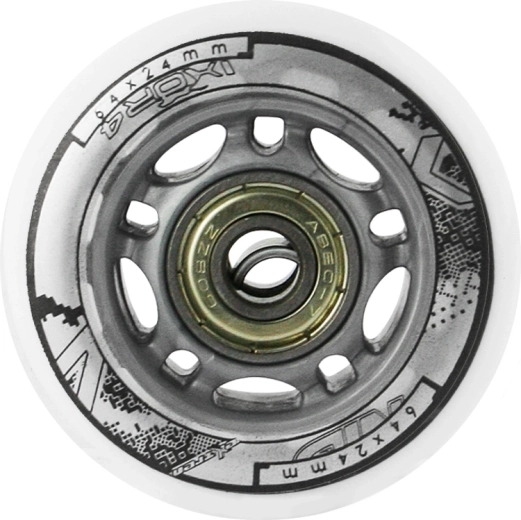 Set de roulettes PU blanches 64 × 24 mm avec roulements ABEC 7 NILS EXTREME