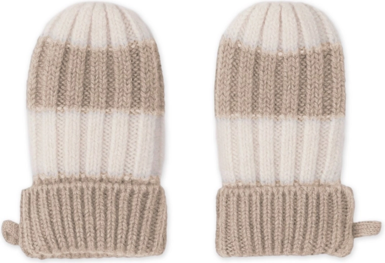 Moufles en mérinos Lodger Stripe beige 0–12 mois