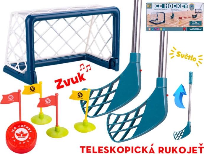 Set de hockey pour enfants avec cages, crosses télescopiques et effets lumineux