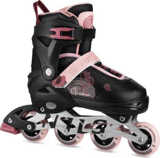 Patins à roulettes NILS Extreme roses pour enfants, réglables – M (34-37)