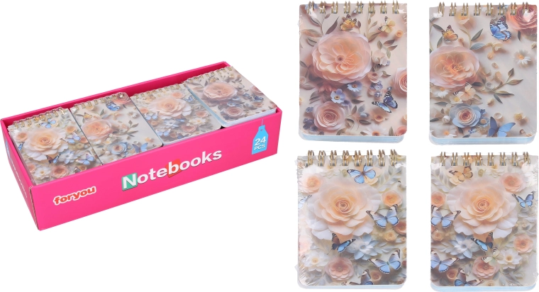 Carnet spirale ligné Fleurs - 1 pièce