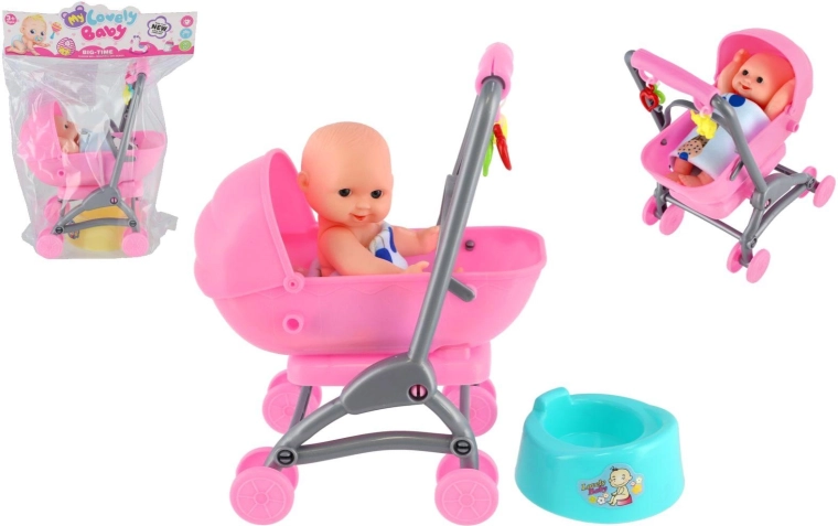 Poupée bébé avec poussette et pot