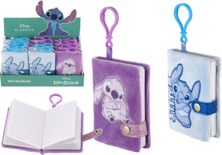 Mini carnet DISNEY Lilo & Stitch avec surface peluche et porte-clés