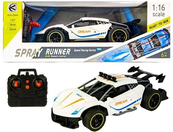 Voiture RC sportive de course blanche avec effet fumée - 1 pièce