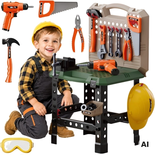 Woopie établi pour petit bricoleur 2-en-1 (valisette) 90 pièces