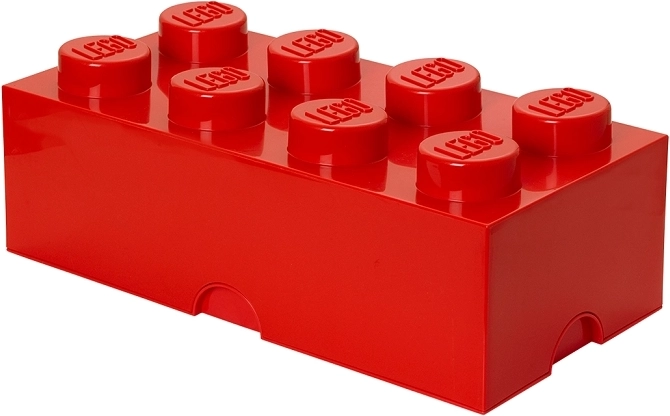 Boîte de rangement en forme de brique LEGO, 8 tenons, rouge