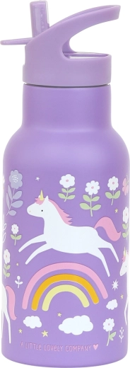 Gourde enfant en acier inoxydable A Little Lovely Company avec licornes et arc-en-ciel, 350 ml