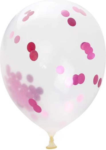 Ballons avec confettis roses 30 cm (5 pcs) TORO