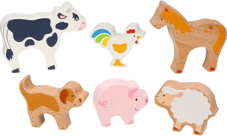 Goki animaux de ferme en bois – set de 6 pcs