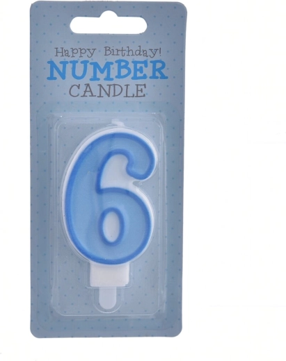 Bougie de gâteau chiffre 6 bleue – 7 cm