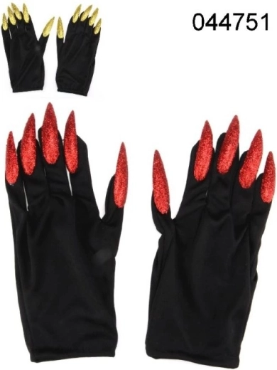 Gants de carnaval Rappa de diable / sorcière avec griffes 23 cm - 1 pièce