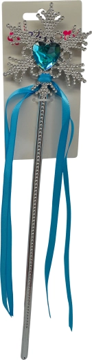 Baguette magique en plastique avec flocon et ruban bleu