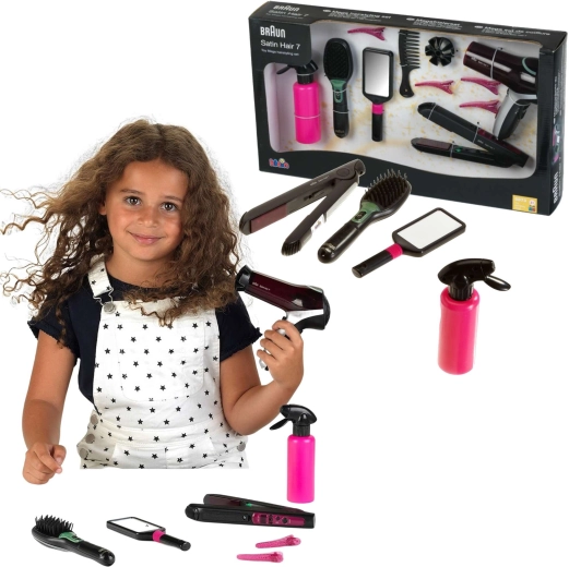 Set de coiffure pour enfants BRAUN 7-en-1 avec sèche-cheveux, lisseur et barrettes – KLEIN