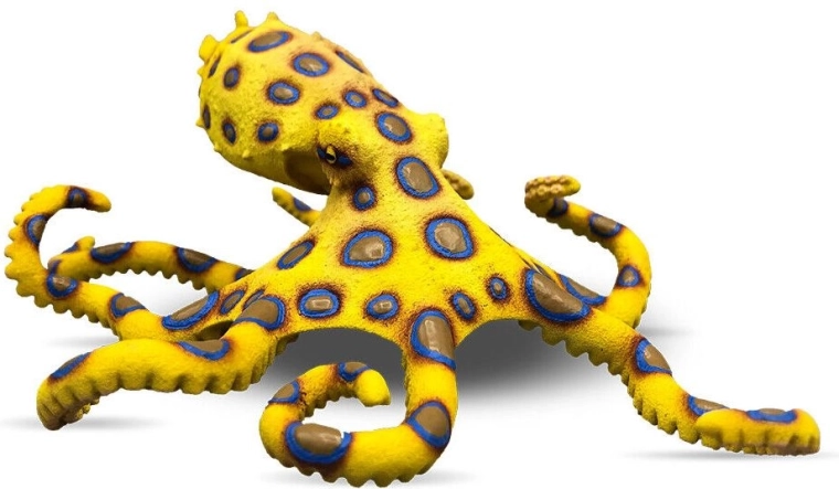 Bullyland figurine pieuvre à anneaux bleus