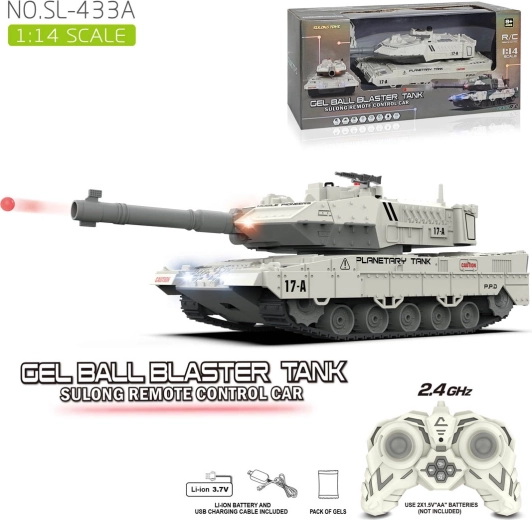 Tank blanc télécommandé tirant des billes de gel