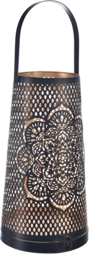 Bougeoir en métal Mandala noir/doré 30 cm