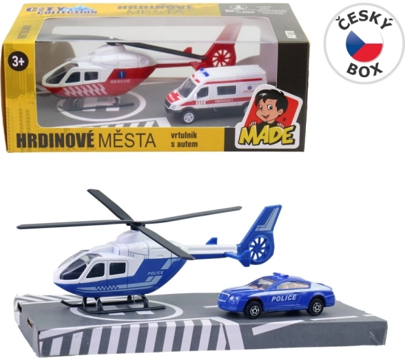 Set de secours – hélicoptère et ambulance en métal
