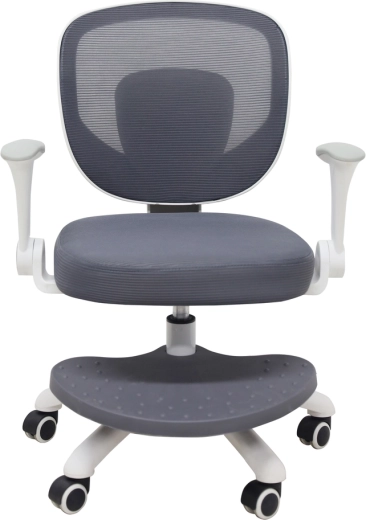 Chaise de bureau pivotante pour enfant avec repose-pieds, grise