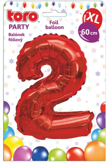 Ballon en aluminium chiffre 2, 60 cm, rouge