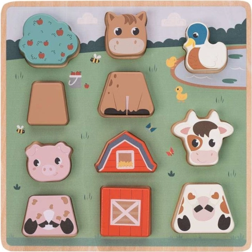 Free2PLAY puzzle encastrement en bois Les animaux de la ferme, 11 pièces