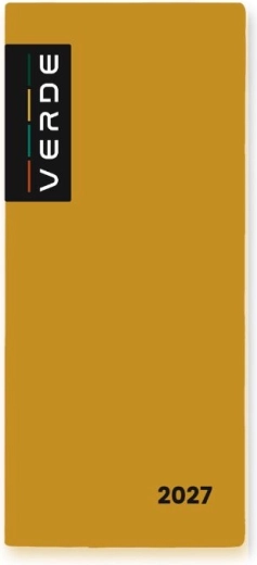 Agenda mensuel VERDE 2027 avec couverture en PVC, couleur moutarde