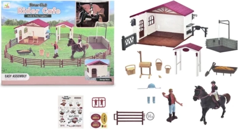 Coffret de jeu pour enfants « ranch » avec écurie pliable