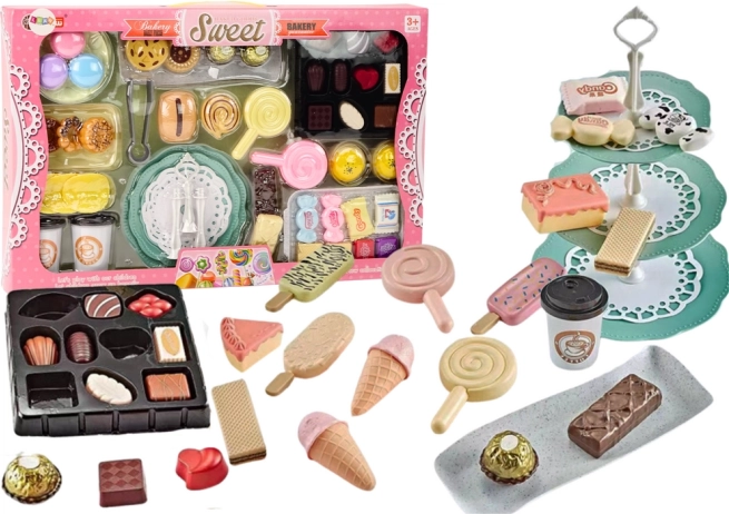 Pâtisserie et café – set pour enfants de douceurs avec plateau, 50 pcs