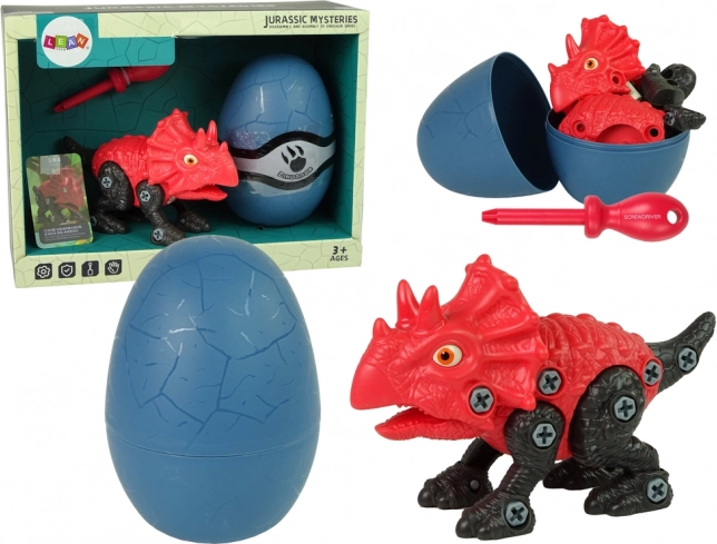 jeu de construction dinosaure tricératops avec œuf et tournevis