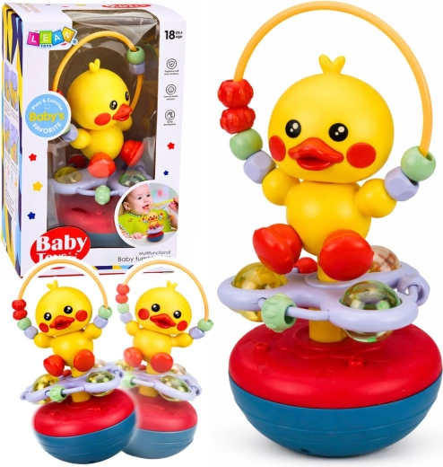 Canard interactif culbuto avec hochet et perles