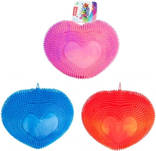 Cœur à presser puffer – jouet anti-stress arc-en-ciel en silicone souple 18 cm
