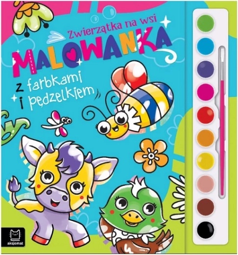 Livre de coloriage avec peintures et pinceau – Animaux de la ferme