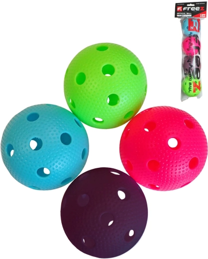 Freez balles de floorball certifiées IFF, lot de 4 pièces – mix de couleurs