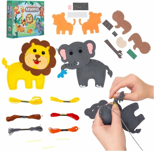 Kit créatif de couture et de broderie d’animaux en feutrine pour enfants (6 projets) - 1 pièce